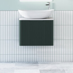 Royal Bathrooms Avenza 600mm Deep Moss Green Wall Hung Bathroom Countertop Vanity Unit 1 Drawer With Cesar Basin - thumbnail 1