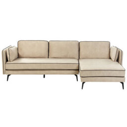 Beliani Corner Sofa 3 Seater Altan Velvet Beige Left Hand - thumbnail 5