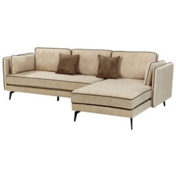 Beliani Corner Sofa 3 Seater Altan Velvet Beige Left Hand - thumbnail 6