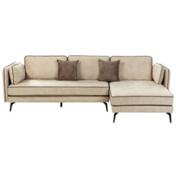 Beliani Corner Sofa 3 Seater Altan Velvet Beige Left Hand - thumbnail 1