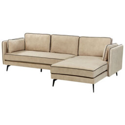 Beliani Corner Sofa 3 Seater Altan Velvet Beige Left Hand - thumbnail 7