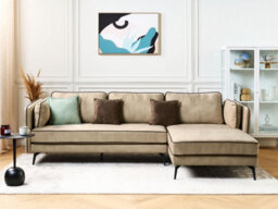 Beliani Corner Sofa 3 Seater Altan Velvet Beige Left Hand - thumbnail 2