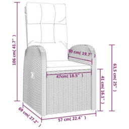 Berkfield 3 Piece Garden Lounge Set Black Poly Rattan&steel - thumbnail 6