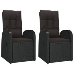 Berkfield 3 Piece Garden Lounge Set Black Poly Rattan&steel - thumbnail 4