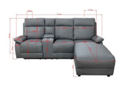 DS Living Sorento Recline Left Hand Corner Leather 3 Seater Sofa In Black Or Grey - thumbnail 6