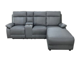 DS Living Sorento Recline Left Hand Corner Leather 3 Seater Sofa In Black Or Grey - thumbnail 1