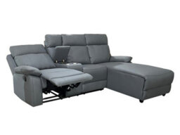 DS Living Sorento Recline Left Hand Corner Leather 3 Seater Sofa In Black Or Grey - thumbnail 4
