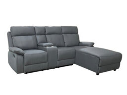 DS Living Sorento Recline Left Hand Corner Leather 3 Seater Sofa In Black Or Grey - thumbnail 2