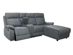 DS Living Sorento Recline Left Hand Corner Leather 3 Seater Sofa In Black Or Grey - thumbnail 3