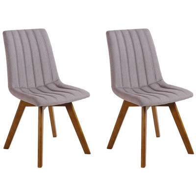 Beliani Set Of 2 Dining Chairs Calgary Fabric Taupe - image 1
