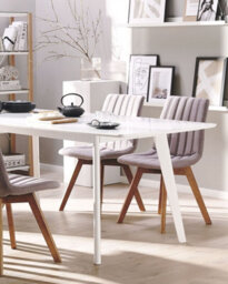 Beliani Set Of 2 Dining Chairs Calgary Fabric Taupe - thumbnail 2