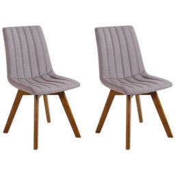 Beliani Set Of 2 Dining Chairs Calgary Fabric Taupe - thumbnail 1
