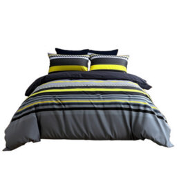 Duvet Cover And Pillowcase Set Zig Zag Stripe Design Polycotton Bed Linen Black - thumbnail 2