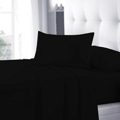 Homes & Linen Flat Sheet 180 Thread Count Rich Percale Non Iron Bed Linen Soft Polycotton Blend Plain Dyed Flat Bed Sheets