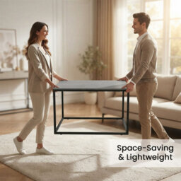 Alivio 3-Tier Storage Coffee Table With Metal Frame Design For Home & Office (Grey) - thumbnail 6