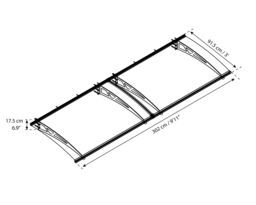 Canopia By Palram Altair 3000 Grey Door Canopy, (H)17.5Cm (W)302Cm (D)91.5Cm - thumbnail 3