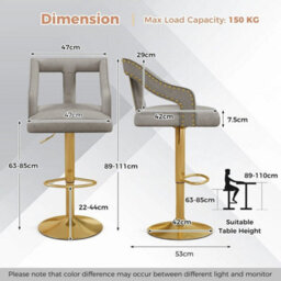 2Pcs Bar Chairs Adjustable Swivel Bar Stool Dutch Velvet Dining Chair - thumbnail 2