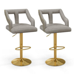 2Pcs Bar Chairs Adjustable Swivel Bar Stool Dutch Velvet Dining Chair - thumbnail 1