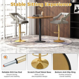 2Pcs Bar Chairs Adjustable Swivel Bar Stool Dutch Velvet Dining Chair - thumbnail 5