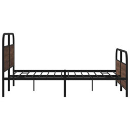 Berkfield Metal Bed Frame Without Mattress Brown Oak 150X200 Cm King Size - thumbnail 6