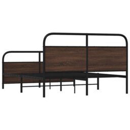 Berkfield Metal Bed Frame Without Mattress Brown Oak 150X200 Cm King Size - thumbnail 7
