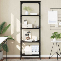 Berkfield Industrial Bookcase 5-Tier Black 59X35X171 Cm Engineered Wood - thumbnail 2