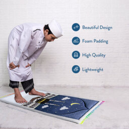 My Salah Mat Prayer Rug - Thick Large Padded Sajadah For Toddlers And Kids By Urban Rugs Uk Soft Islamic Mat - Midnight In Mecca - thumbnail 5