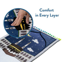 My Salah Mat Prayer Rug - Thick Large Padded Sajadah For Toddlers And Kids By Urban Rugs Uk Soft Islamic Mat - Midnight In Mecca - thumbnail 7