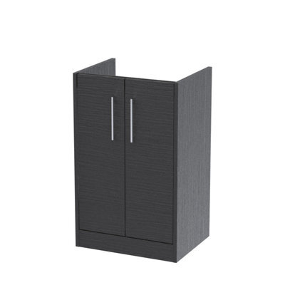 Hudson Reed Juno 500mm Floor Standing 2-Door Unit-Graphite Grey Woodgrain - image 1
