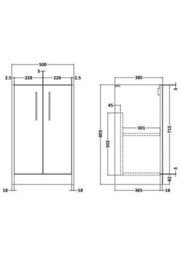 Hudson Reed Juno 500mm Floor Standing 2-Door Unit-Graphite Grey Woodgrain - thumbnail 2