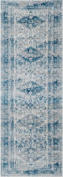 Livabliss Monte Carlo-Vintage Blue Grey White Traditional Boho Living Dining Bedroom Rug 80 X 220 Cm Easy Care, Non Shedding - thumbnail 1