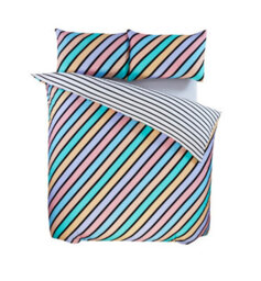 Rapport Home Oxford Stripe Microfibre Fabric Reversible Duvet Cover Set Bedding With Pillowcase - thumbnail 3