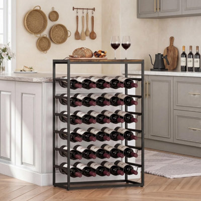 Rustic Brown 6-Tier Freestanding Wine Rack 30 Bottles - image 1