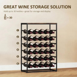 Rustic Brown 6-Tier Freestanding Wine Rack 30 Bottles - thumbnail 3