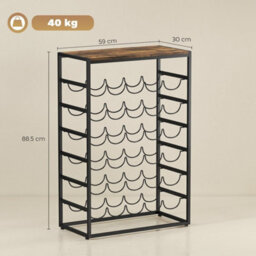 Rustic Brown 6-Tier Freestanding Wine Rack 30 Bottles - thumbnail 2