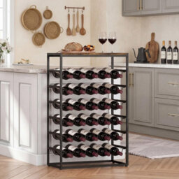 Rustic Brown 6-Tier Freestanding Wine Rack 30 Bottles