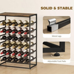 Rustic Brown 6-Tier Freestanding Wine Rack 30 Bottles - thumbnail 5