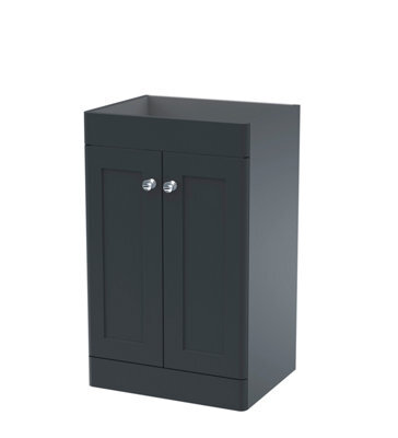 Hudson Reed Classique Components Floor Standing 2-Door Vanity Unit, Stylish Single Vanity Unit With Soft Close Doors, Soft Black - image 1