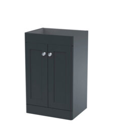 Hudson Reed Classique Components Floor Standing 2-Door Vanity Unit, Stylish Single Vanity Unit With Soft Close Doors, Soft Black - thumbnail 1