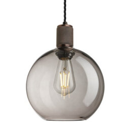 Industville Knurled Glass Globe Pendant Light - 9 Inch, Mocha Glass Shade, Bronze Pendant Holder - thumbnail 1