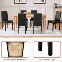 Yaheetech Black Set Of 2 Faux Leather High Back Dining Chairs With Rubberwood Legs - thumbnail 8