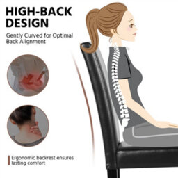 Yaheetech Black Set Of 2 Faux Leather High Back Dining Chairs With Rubberwood Legs - thumbnail 5
