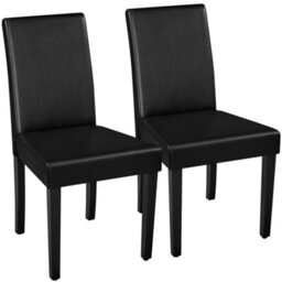 Yaheetech Black Set Of 2 Faux Leather High Back Dining Chairs With Rubberwood Legs - thumbnail 2