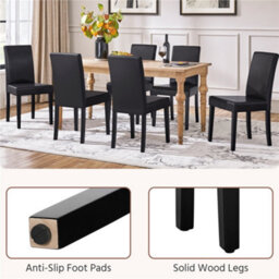 Yaheetech Black Set Of 2 Faux Leather High Back Dining Chairs With Rubberwood Legs - thumbnail 7