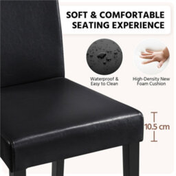 Yaheetech Black Set Of 2 Faux Leather High Back Dining Chairs With Rubberwood Legs - thumbnail 6
