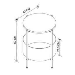 Urbn-Living Urbnliving 60Cm Height Round Walnut Wooden Side Table With Storage Bag And Metal Frame Living Room Décor - thumbnail 4