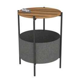 Urbn-Living Urbnliving 60Cm Height Round Walnut Wooden Side Table With Storage Bag And Metal Frame Living Room Décor - thumbnail 3