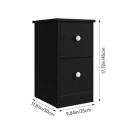 Black 2 Drawers Bedside Table Cabinet Sofa Side Lamp Table Nightstand Shelf Storage - thumbnail 2