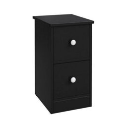 Black 2 Drawers Bedside Table Cabinet Sofa Side Lamp Table Nightstand Shelf Storage - thumbnail 3