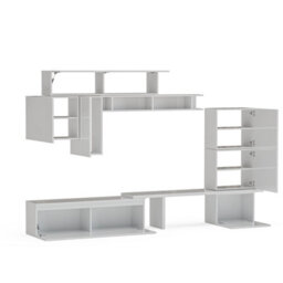 Decorotika Verona Moduler Modern Tv Unit Wall Mount Customizable Layout High Gloss White - thumbnail 5